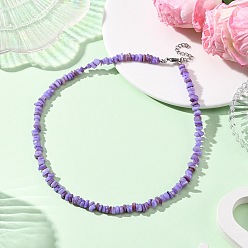 Фиолетовый Ожерелья из бисера из натуральных окрашенных пресноводных ракушек, цвет нержавеющей стали, фиолетовые, 15.83 дюйм (40.2 см)