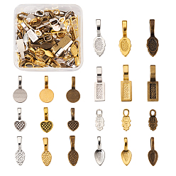 (52) Непрозрачная лаванда Клейкие плоские держатели из сплава для изготовления подвесок, разноцветные, 74x73x25 мм, 6 шт / цвет, 126 шт / коробка