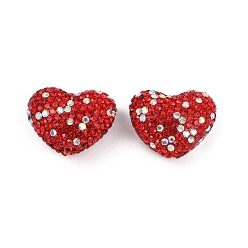Гиацинт Бусины из полимерной глины в форме сердца со стразами, дискотечный шар бисер, для самодельных ручек-бусин, брелки и ювелирные изделия ручной работы, гиацинт, 19x24x13 мм, отверстие : 1.8 мм