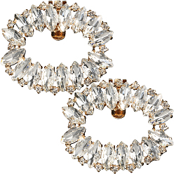 Золотой 2шт. овальные латунные зажимы для пряжек для обуви, украшение обуви из кристаллов со стразами, золотые, 50x58x9.5 мм