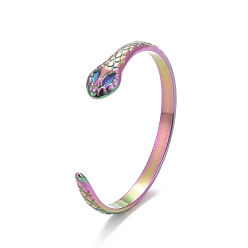 Rainbow Color Ion Plating(IP) Rainbow Color 304 Stainless Steel Snake Wrap Open Cuff Ring for Women, US Size 6 1/2(16.9mm)