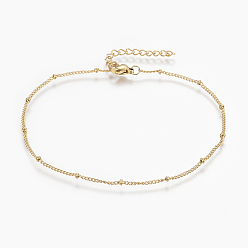 Золотой 304 из нержавеющей стали браслеты, с карабин-лобстерами , круглые бусы и кабельные цепи, золотые, 220 мм, 1.4 мм