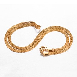 Золотой Ожерелья из нержавеющей стали 304, Mesh цепочки, с карабин-лобстерами , золотые, 19.6 дюйм (49.7 см)