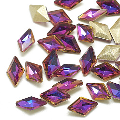 Violet Blue DIY Pointed Back K9 Glass Rhinestone Cabochons, Random Color Back Plated, Faceted, Rhombus, Violet Blue, 8x5x2.5mm