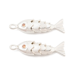 Серебро Латунные микропаве прозрачные подвески с фианитом, рыбы прелести, серебряные, 33x8.5x6 мм, отверстие : 1.6 мм