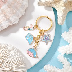 Золотой Брелки из сплава эмали в виде китов, с железными разрезными брелоками, морская тема, золотые, 65 мм