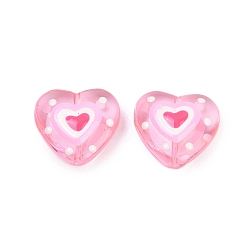Pink Бусы лэмпворк ручной работы, сердце, розовые, 19.5x20.5x9 мм, отверстие : 1.2 мм