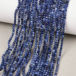 Содалитовое Природный содалит бисер нитей, круглые, граненые, 2~2.5 мм, отверстие : 0.5 мм, около 191 шт / нитка, 15.43'' (39.2 см)