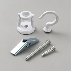 Белый Крючки для люстр из сплава, Рельефный потолочный крючок-вешалка, с винтами, белые, 29.5x27.5~28 мм, Отверстие : 6 мм & 12 мм