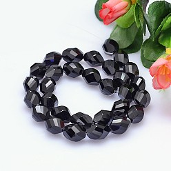Black Faceted Polyhedron Imitation Austrian Crystal Bead Strands, Grade AAA, Black, 13x10mm, Hole: 0.9~1mm, about 30pcs/strand, 15.7 inch