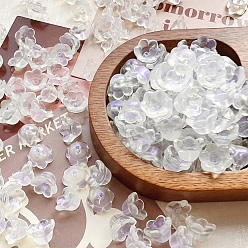 (7BDF) Прозрачный морозный бирюзовый Lampwork бисер, цветок, призрачный белый, 12x8 мм, 30 шт / комплект