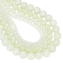 Honeydew 4 Strands 4 Style Synthetic Luminous Stone Beads Strands, Round, Honeydew, 1strand/style