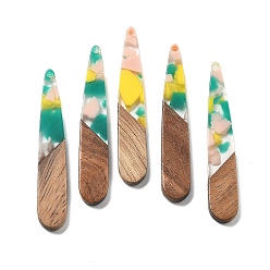 Средний Бирюзовый Подвески из смолы и ореха, слеза, средне бирюзовый, 43.5x7.5x3.5 мм, отверстие : 1.5 мм