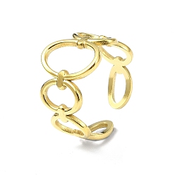 Настоящее золото 18K Ионное покрытие (ip) 304 открытая манжета из нержавеющей стали, полый овал, реальный 18 k позолоченный, внутренний диаметр: 18 мм