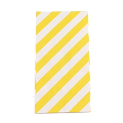 Yellow Kraft Paper Bags, No Handles, Storage Bags, White Stripe Pattern, Wedding Party Birthday Gift Bag, Yellow, 17.8x9x6.2cm