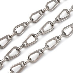 Нержавеющая Сталь Цвет 304 Цепи из нержавеющей стали с каплевидными звеньями, несварные, цвет нержавеющей стали, 13.5x7.5x1.5 мм
