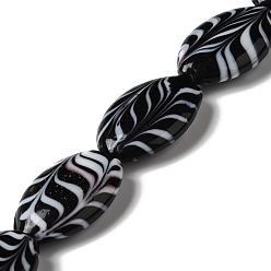 Черный Бусы лэмпворк ручной работы, овальные, чёрные, 36~38x24~25x11~12 мм, отверстие : 2.5 мм, около 7 шт / нитка, 10.04'' (25.5 см)