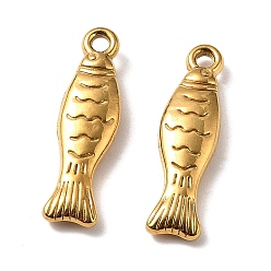 Золотой 304 подвески из нержавеющей стали, амулет из рыбы сардина, золотые, 23x6x3.5 мм, отверстие : 1.6 мм