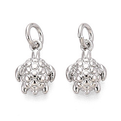 Платина Латунные подвески, прелести черепахи, с целью перехода в кольце, платина, 11x8x3 мм, отверстие : 3 мм