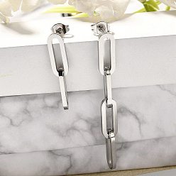 Нержавеющая Сталь Цвет 304 серьги-гвоздики из нержавеющей стали для женщин, с 316 штифтов из нержавеющей стали, цепочка-оберег, цвет нержавеющей стали, 25~50x5.5 мм