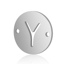 Letter Y Соединители звеньев нержавеющей стали, плоские круглые с буквы, цвет нержавеющей стали, letter.y, 12x0.8 мм, отверстие : 0.8 мм