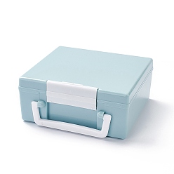 Pale Turquoise PP Plastic Multipurpose Portable Storage Box, for Sewing Box, Tool Box, First Aid Kit, Craft Supplies Organizer Case, with Latching Lid & Handle, Rectangle, Pale Turquoise, 160x165x72mm, Inner Diameter: 145x160mm