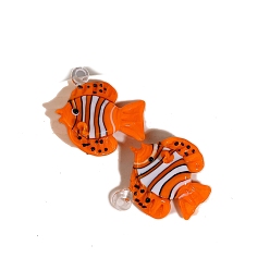 Оранжевый Подвески лэмпворк ручной работы, рыба, оранжевые, 40x38 мм