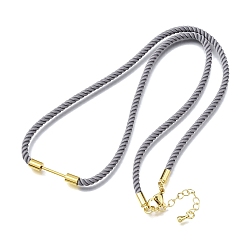 Серый 3мм круглые нейлоновые миланские шнуры для изготовления ожерелий, с латунными выводами и 303 застежками из лобстера из нержавеющей стали, золотые, долговечный, стойки покрытие, серые, 19.53 дюйм (49.6 см)