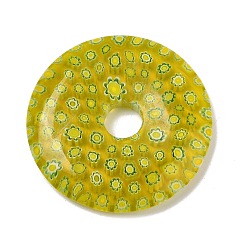 Желтый Бусины ручной работы подвески тысячецветник, пончик, желтые, 39x5 мм, отверстие : 8 мм