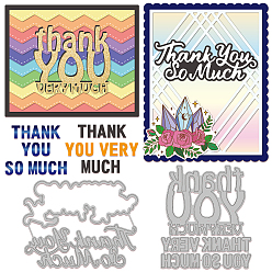 Слово 2 шт 2 стили трафареты для штампов из углеродистой стали, для diy scrapbooking, Фотоальбом, декоративная бумага для тиснения, цвет нержавеющей стали, слова большое спасибо и большое спасибо, слово, 80~102x77~91x0.8 мм, 1 шт / стиль