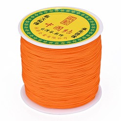 Dark Orange Braided Nylon Thread, Chinese Knotting Cord Beading Cord for Beading Jewelry Making, Dark Orange, 0.8mm, about 100yards/roll