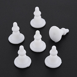White Silicone Ear Nuts, Earring Backs, for Stud Earring Making, White, 11x8x8mm, Hole: 0.7mm