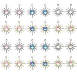 (52) Непрозрачная лаванда 24шт 6 стили подвески из сплава с гальванопокрытием, солнечные чары, cmолой, без кадмия, без никеля и без свинца, разноцветные, 28x25x5 мм, отверстие : 1.8 мм, 4 шт / стиль