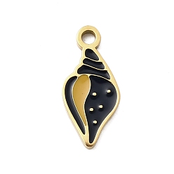 Другие 304 нержавеющей стальной эмали подвески, ионное покрытие (ip), реальный 18 k позолоченный, раковина, 16.5x7.5x1.5 мм, отверстие : 1.8 мм