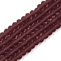 Кокосово-Коричневый Прозрачные стеклянные бусины, граненые, матовые, рондель, кокосового коричневый, 3.5~3.8 мм, отверстие : 1 мм, около 105~110 шт / нитка, 29~31 см