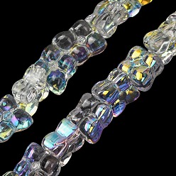 Clear AB Transparent Glass Beads Strands, Clover, AB Color Plated, Half Plated, Clear AB, 13x11x5mm, Hole: 1mm, about 65pcs/strand, 21.65''(55cm)