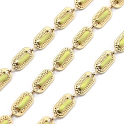 Желтый 304 цепи из нержавеющей стали ссылка, ионное покрытие (ip), Эмаль стиле, реальный 18 k позолоченный, несварные, овальные, с катушкой, желтые, 9x4.5x1.5 мм, около 32.81 футов (10 м) / рулон