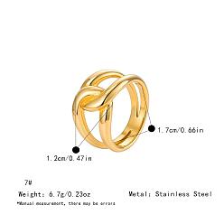 Real 18K Gold Plated Irregular 304 Stainless Steel Finger Rings for Women, Real 18K Gold Plated, US Size 7(17.3mm)