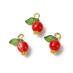 Оранжево-Красный Акриловые подвески, с железными штифтами с плоской головкой, фруктовые прелести, оранжево-красный, 15x11.5x7.5 мм, отверстие : 2 мм