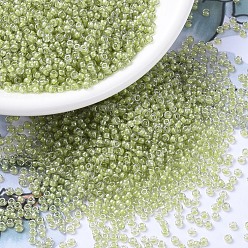 (RR378) Light Olive Lined Crystal Luster Миюки круглые бусины рокайль, японский бисер, 11/0, (rr 378) светло-оливковый блеск кристаллов, 11/0, 2x1.3 мм, Отверстие : 0.8 мм , около 5500 шт / 50 г