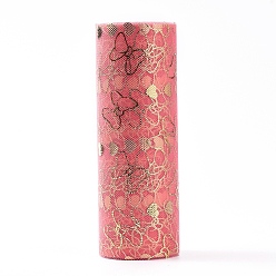 Salmon Bowknot & Heart Deco Mesh Ribbons, Tulle Fabric, Tulle Roll Spool Fabric For Skirt Making, Salmon, 6 inch(15cm), about 10yards/roll(9.144m/roll)