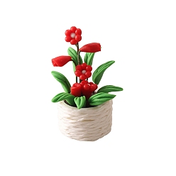 Красный Миниатюрные украшения из полимерной глины для растений в горшках, аксессуары для домашнего кукольного домика с микро-ландшафтом, притворяясь опорными украшениями, красные, 24x47 мм