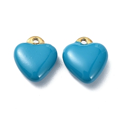Темно-Голубой Ионное покрытие (IP) настоящее 18 позолоченное 304 подвески из нержавеющей стали, с эмалью, сердце прелести, глубокое синее небо, 12x10.5x5 мм, отверстие : 1.2 мм