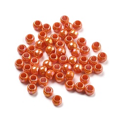 Шоколадный УФ-покрытие радужными переливающимися акриловыми бусинами, баррель, бусины с большим отверстием, цвет шоколада, 6x4.5 мм, отверстие : 3.5 мм