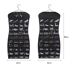 Черный Нетканые ткани ювелирные подвесные витринные сумки, настенные полки шкафы для хранения вещей, с вращающимся крючком и прозрачными решетками из ПВХ., чёрные, 98x43 см