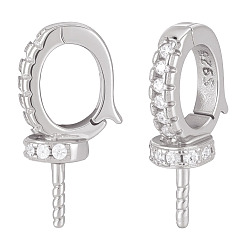 Платина 2 шт. 925 подвески из стерлингового серебра с хрустальными стразами, за половину пробурено бисера, овальные, платина, 14x7x4 мм, отверстие : 5.5x4 мм