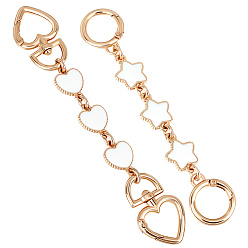 White 2Pcs 2 Colors Alloy Enamel Purse Strap Extenders, Golden, White, 145~168mm, 1pc/style