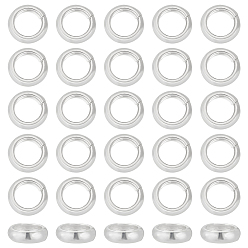 Серебро 925 стерлингов серебряные шарики Spacer, диск, нет 925 штамп, с замшевой тканью из поликарбоната квадратной серебряной полировальной салфеткой, серебряные, бусина : 1 mm, отверстие : 3x1 мм, 1.5 шт / комплект, 3 комплекты