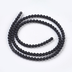 Black Agate Natural Black Agate Beads Strands, Grade A, Frosted, Round, Dyed & Heated, 3mm, Hole: 1mm, about 128pcs/strand, 15.5 inch