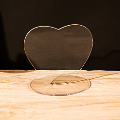 Heart Acrylic Blank Photo Frame Stand, Acrylic Sign Holders, Clear, Heart Pattern, 100x100mm
